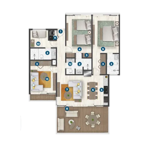 Type A · 2BR + Family + SR