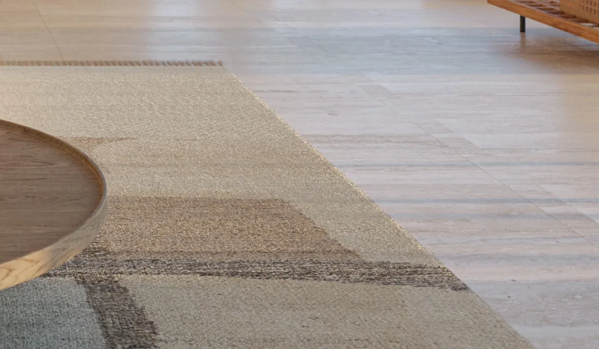 Porcelain tile + woven textiles